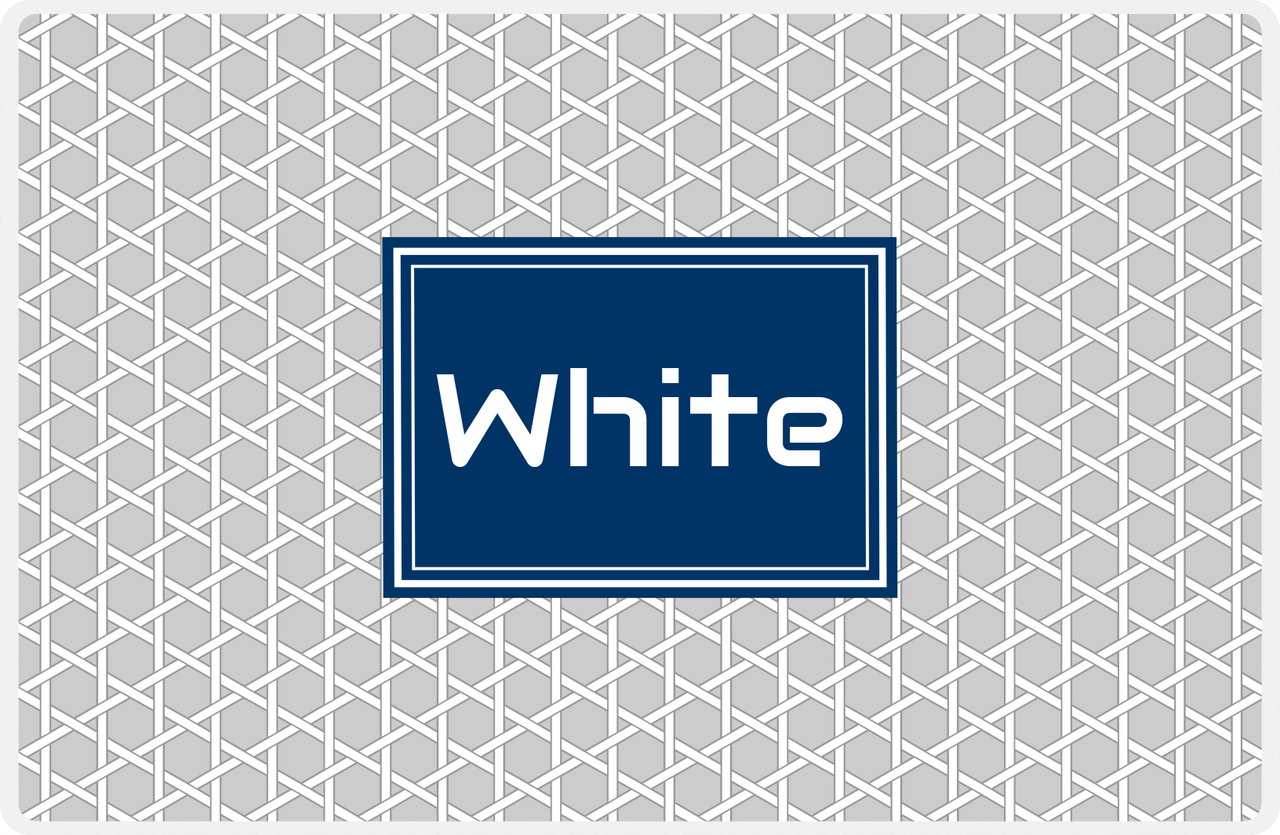 Personalized Trellis Placemat - Light Grey and White - Navy Rectangle Frame -  View