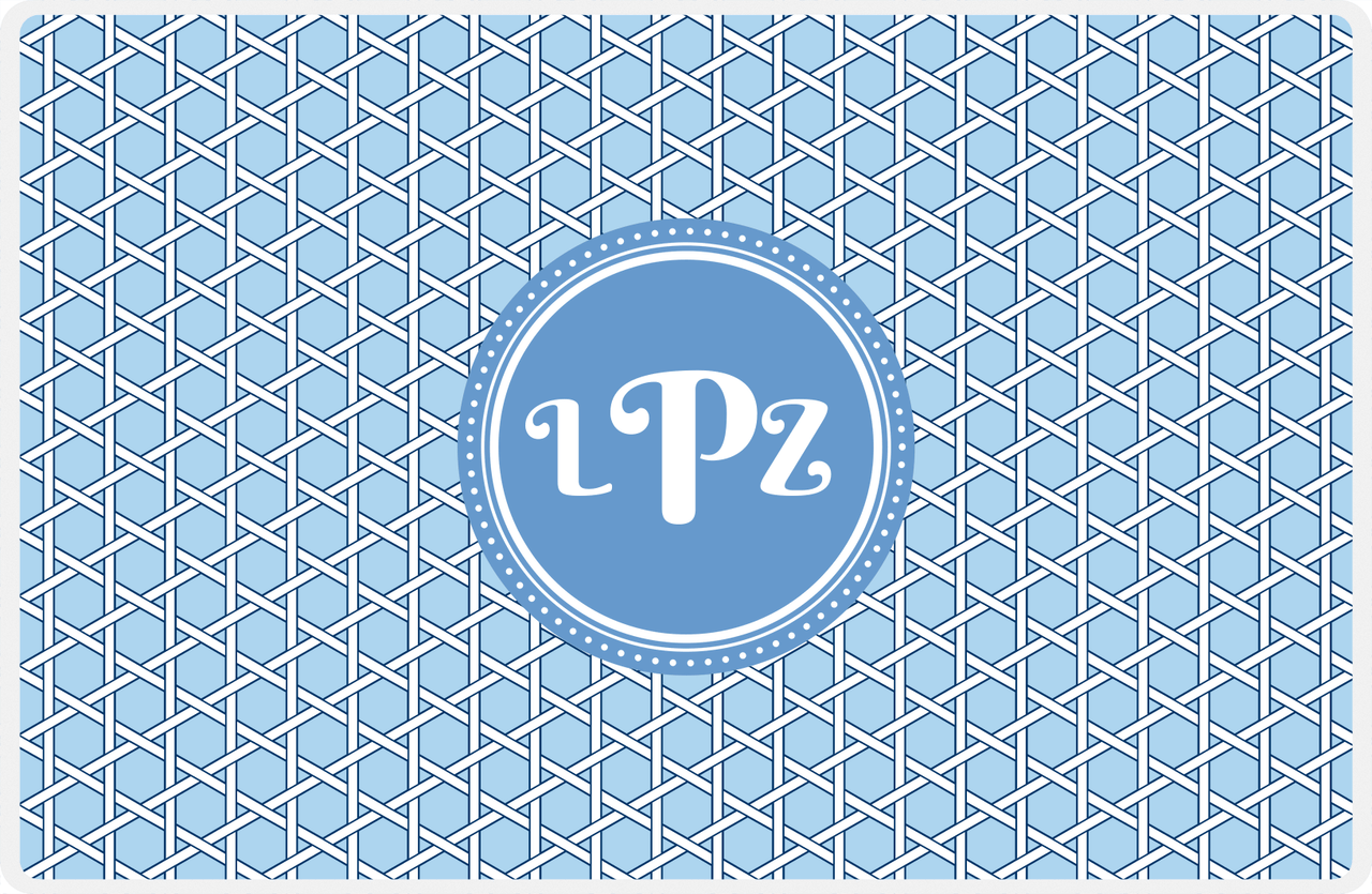 Personalized Trellis Placemat - Navy and Light Blue - Glacier Circle Frame -  View