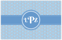 Thumbnail for Personalized Trellis Placemat - Navy and Light Blue - Glacier Circle Frame with Ribbon -  View