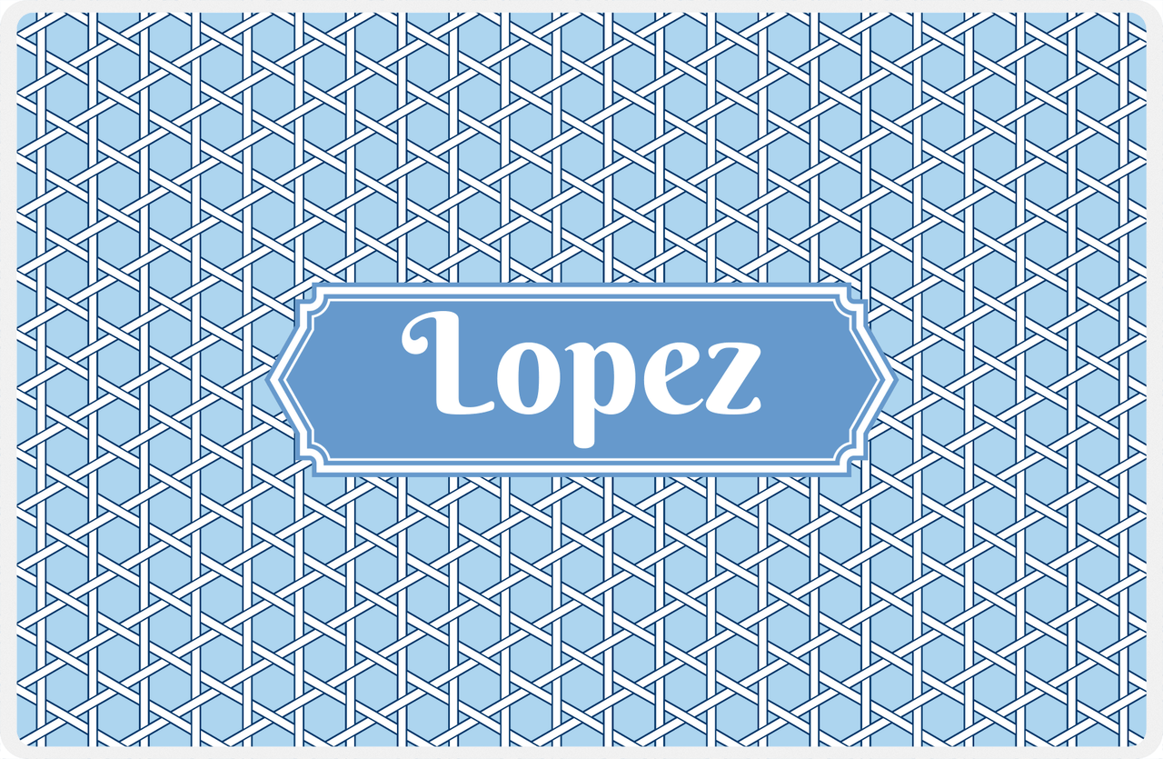 Personalized Trellis Placemat - Navy and Light Blue - Glacier Decorative Rectangle Frame -  View