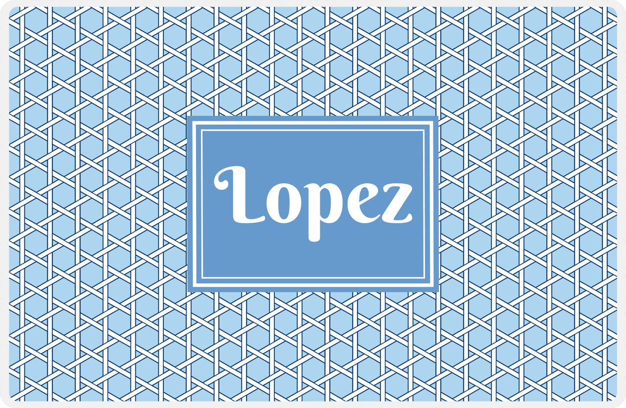 Personalized Trellis Placemat - Navy and Light Blue - Glacier Rectangle Frame -  View