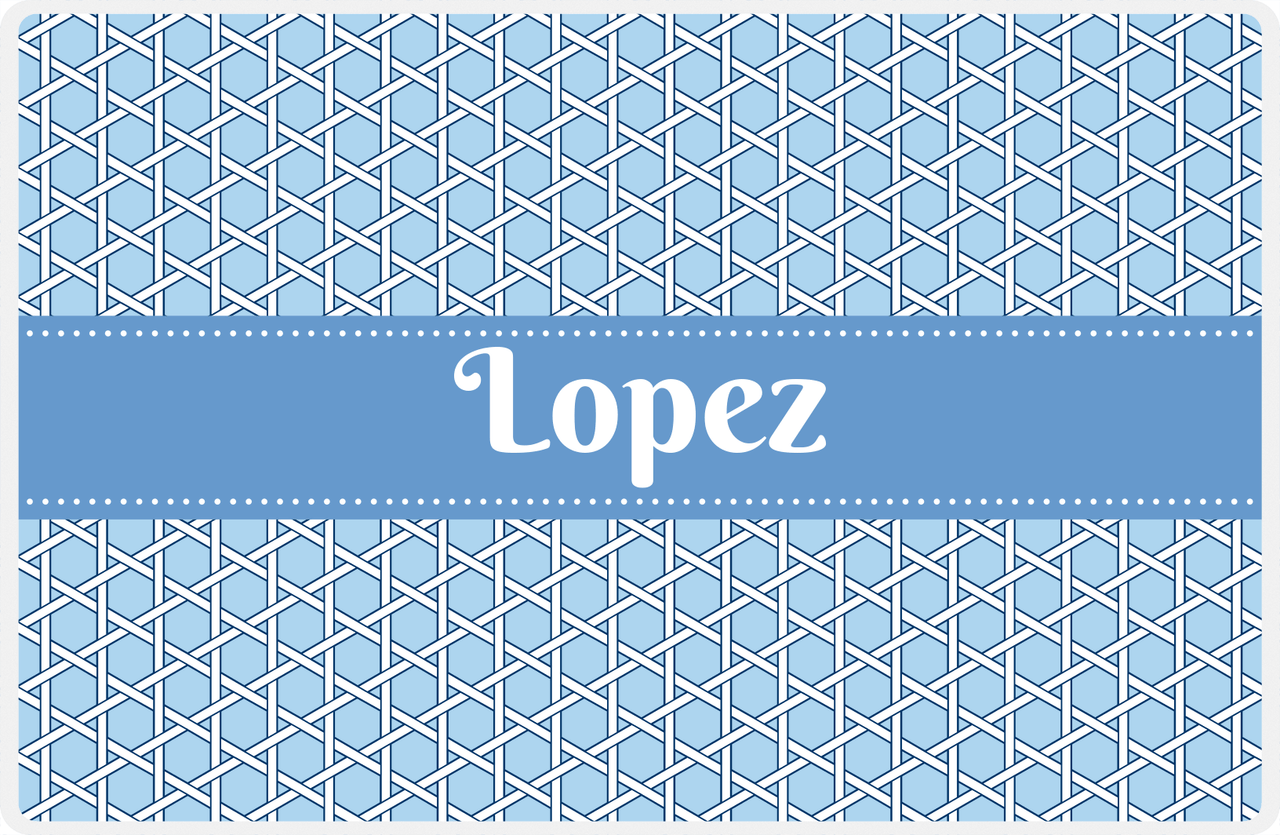 Personalized Trellis Placemat - Navy and Light Blue - Glacier Ribbon Frame -  View