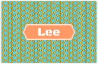 Thumbnail for Personalized Trellis Placemat - Viking Blue and Mustard - Tangerine Decorative Rectangle Frame -  View