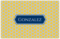 Thumbnail for Personalized Trellis Placemat - Navy and Mustard - Navy Decorative Rectangle Frame -  View