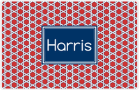 Thumbnail for Personalized Trellis Placemat - Cherry Red and White - Navy Rectangle Frame -  View