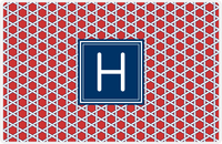 Thumbnail for Personalized Trellis Placemat - Cherry Red and White - Navy Square Frame -  View