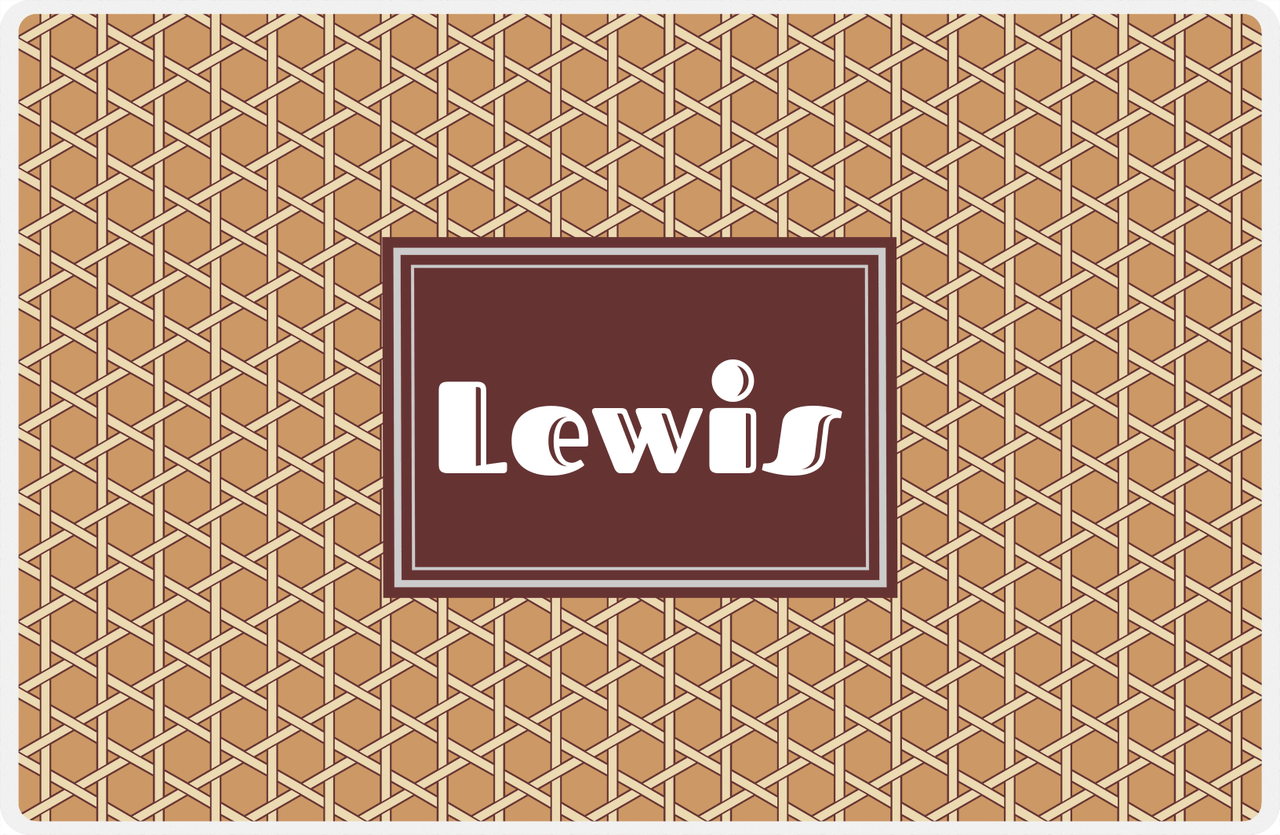 Personalized Trellis Placemat - Light Brown and Champagne - Brown Rectangle Frame -  View