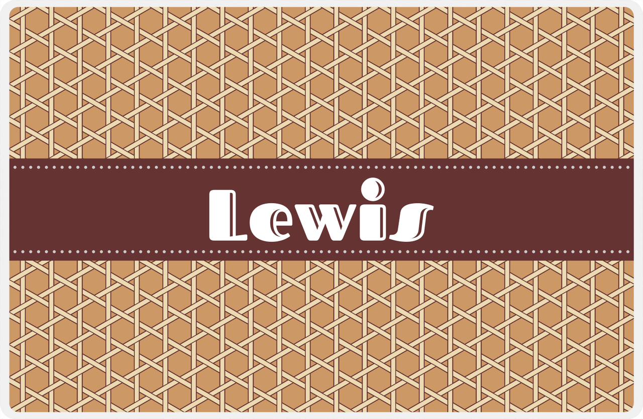 Personalized Trellis Placemat - Light Brown and Champagne - Brown Ribbon Frame -  View