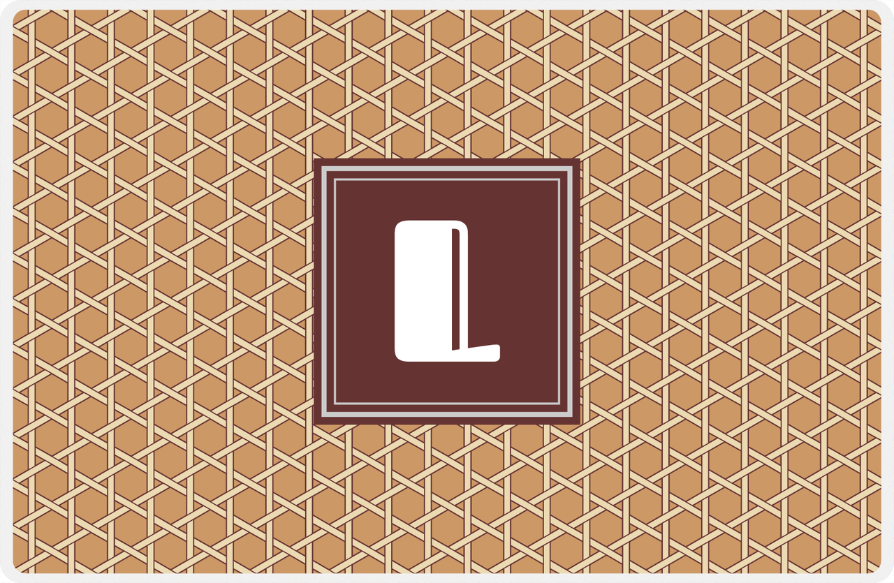 Personalized Trellis Placemat - Light Brown and Champagne - Brown Square Frame -  View