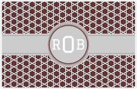 Thumbnail for Personalized Trellis Placemat - Brown and White - Light Grey Circle Frame with Ribbon -  View