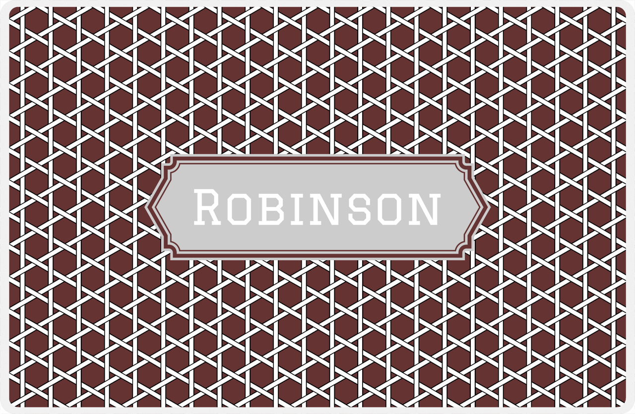 Personalized Trellis Placemat - Brown and White - Light Grey Decorative Rectangle Frame -  View