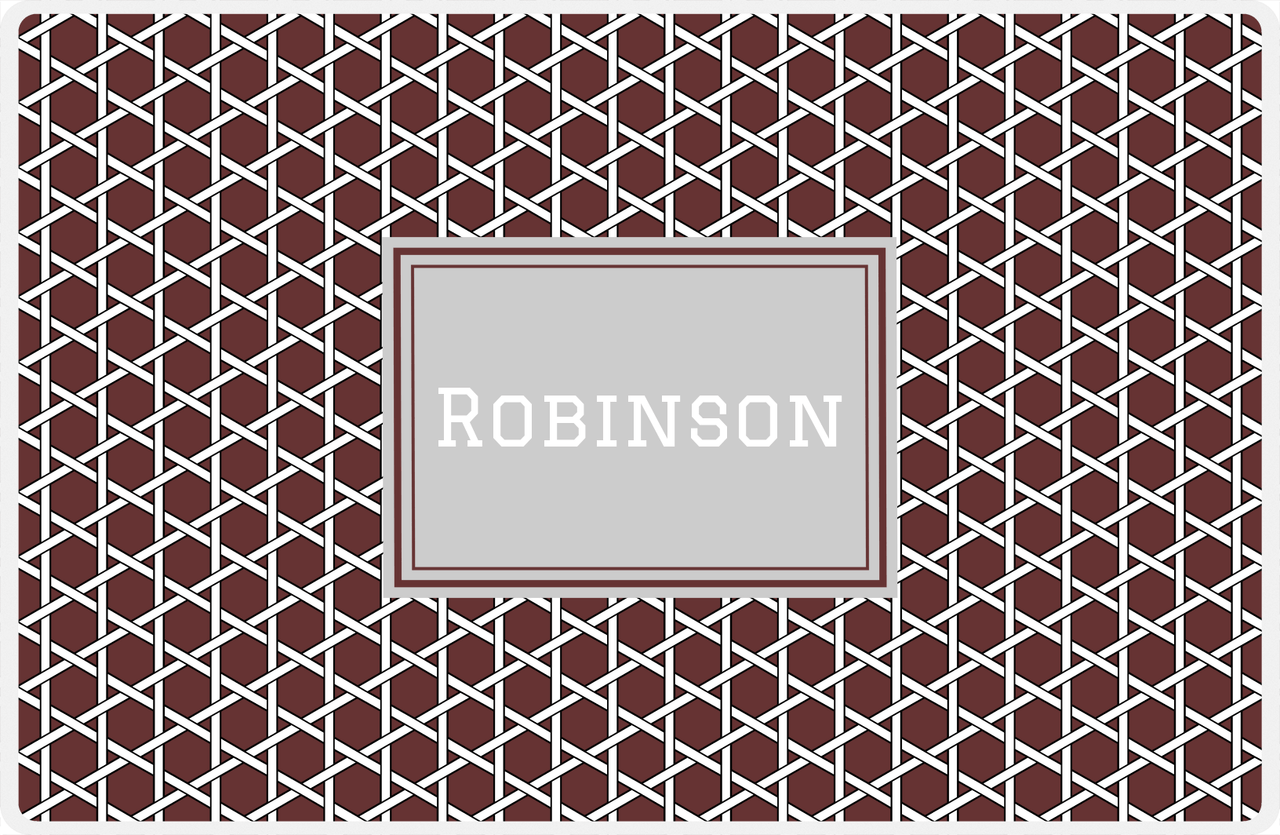 Personalized Trellis Placemat - Brown and White - Light Grey Rectangle Frame -  View