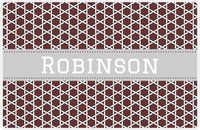 Thumbnail for Personalized Trellis Placemat - Brown and White - Light Grey Ribbon Frame -  View