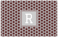 Thumbnail for Personalized Trellis Placemat - Brown and White - Light Grey Square Frame -  View