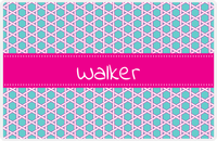 Thumbnail for Personalized Trellis Placemat - Viking Blue and White - Hot Pink Ribbon Frame -  View