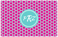 Thumbnail for Personalized Trellis Placemat - Hot Pink and White - Viking Blue Circle Frame -  View