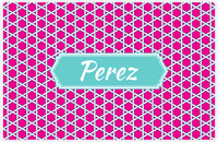 Thumbnail for Personalized Trellis Placemat - Hot Pink and White - Viking Blue Decorative Rectangle Frame -  View