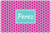 Thumbnail for Personalized Trellis Placemat - Hot Pink and White - Viking Blue Rectangle Frame -  View