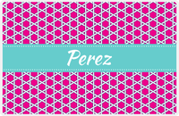 Thumbnail for Personalized Trellis Placemat - Hot Pink and White - Viking Blue Ribbon Frame -  View