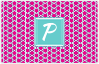 Thumbnail for Personalized Trellis Placemat - Hot Pink and White - Viking Blue Square Frame -  View