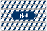Thumbnail for Personalized Trellis II Placemat - Light Grey and White - Navy Decorative Rectangle Frame -  View