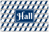Thumbnail for Personalized Trellis II Placemat - Light Grey and White - Navy Rectangle Frame -  View