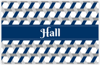 Thumbnail for Personalized Trellis II Placemat - Light Grey and White - Navy Ribbon Frame -  View