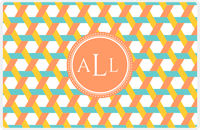 Thumbnail for Personalized Trellis II Placemat - Viking Blue and Mustard - Tangerine Circle Frame -  View
