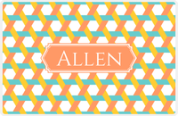 Thumbnail for Personalized Trellis II Placemat - Viking Blue and Mustard - Tangerine Decorative Rectangle Frame -  View