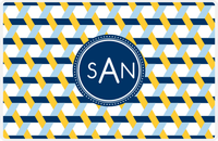 Thumbnail for Personalized Trellis II Placemat - Navy and Mustard - Navy Circle Frame -  View