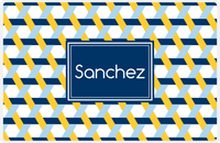 Thumbnail for Personalized Trellis II Placemat - Navy and Mustard - Navy Rectangle Frame -  View