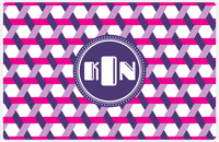 Thumbnail for Personalized Trellis II Placemat - Hot Pink and White - Indigo Circle Frame -  View