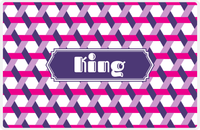 Thumbnail for Personalized Trellis II Placemat - Hot Pink and White - Indigo Decorative Rectangle Frame -  View
