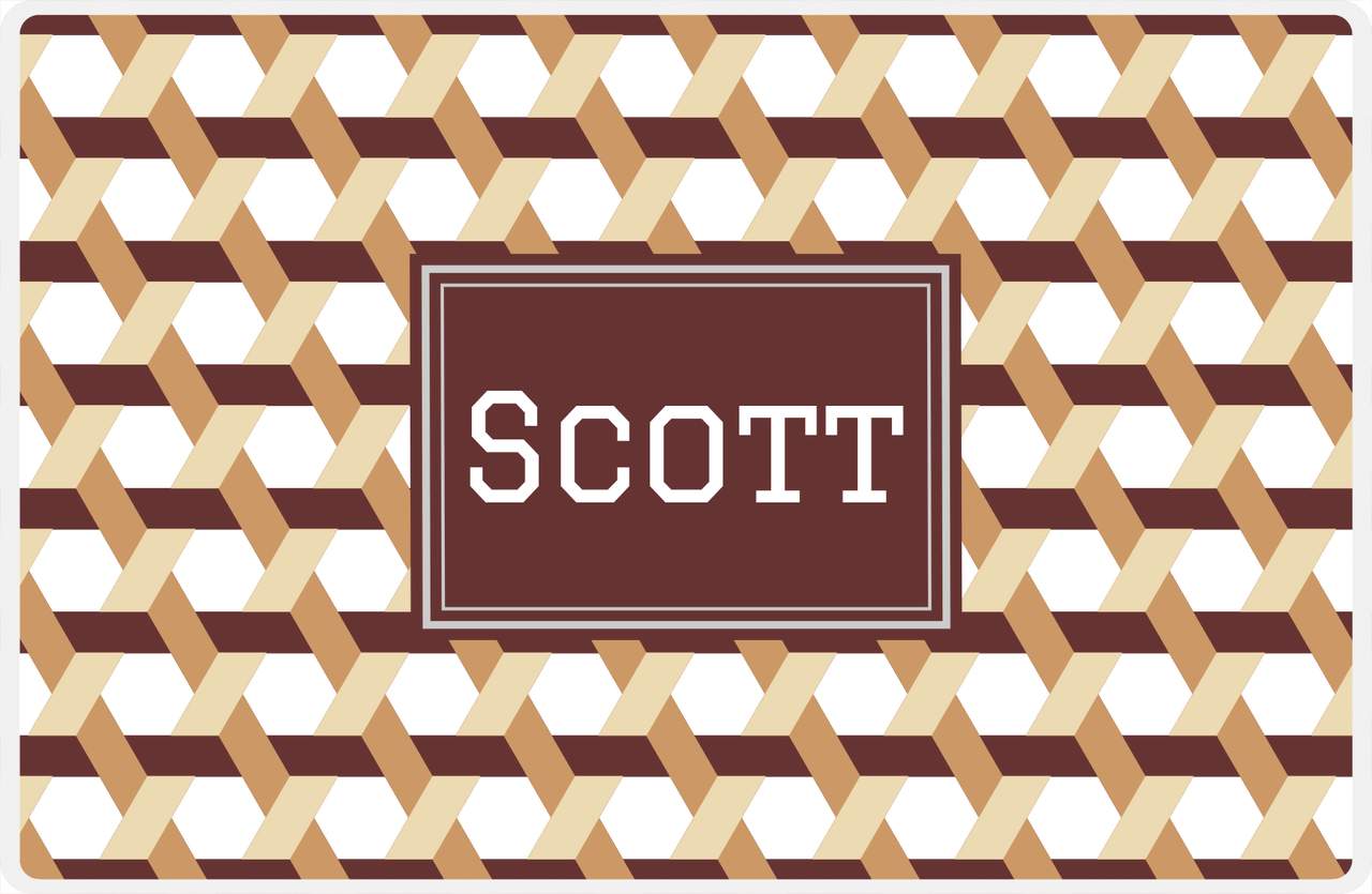 Personalized Trellis II Placemat - Light Brown and Champagne - Brown Rectangle Frame -  View