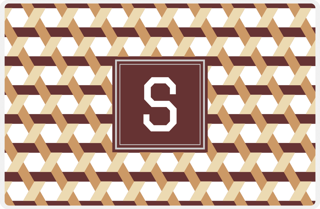 Personalized Trellis II Placemat - Light Brown and Champagne - Brown Square Frame -  View