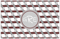 Thumbnail for Personalized Trellis II Placemat - Brown and White - Light Grey Circle Frame -  View