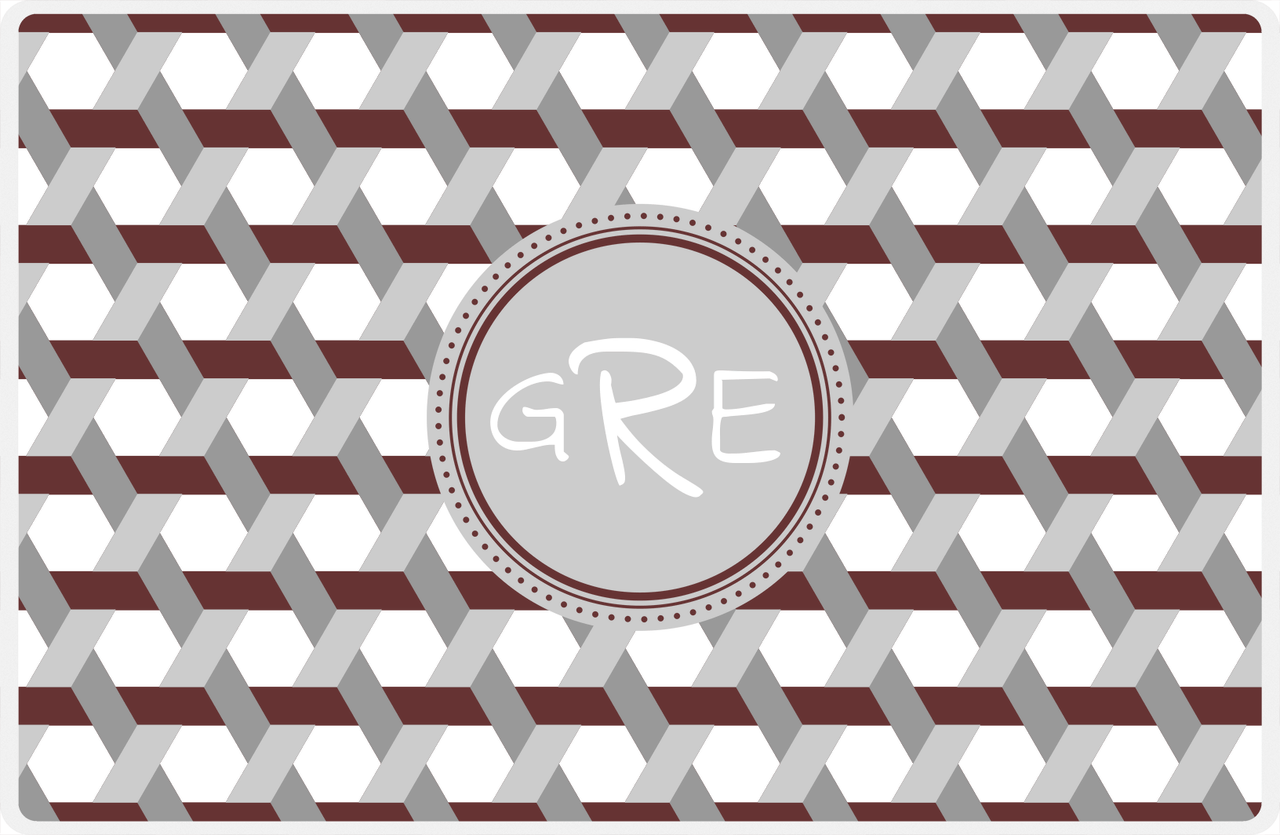 Personalized Trellis II Placemat - Brown and White - Light Grey Circle Frame -  View