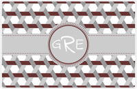 Thumbnail for Personalized Trellis II Placemat - Brown and White - Light Grey Circle Frame with Ribbon -  View