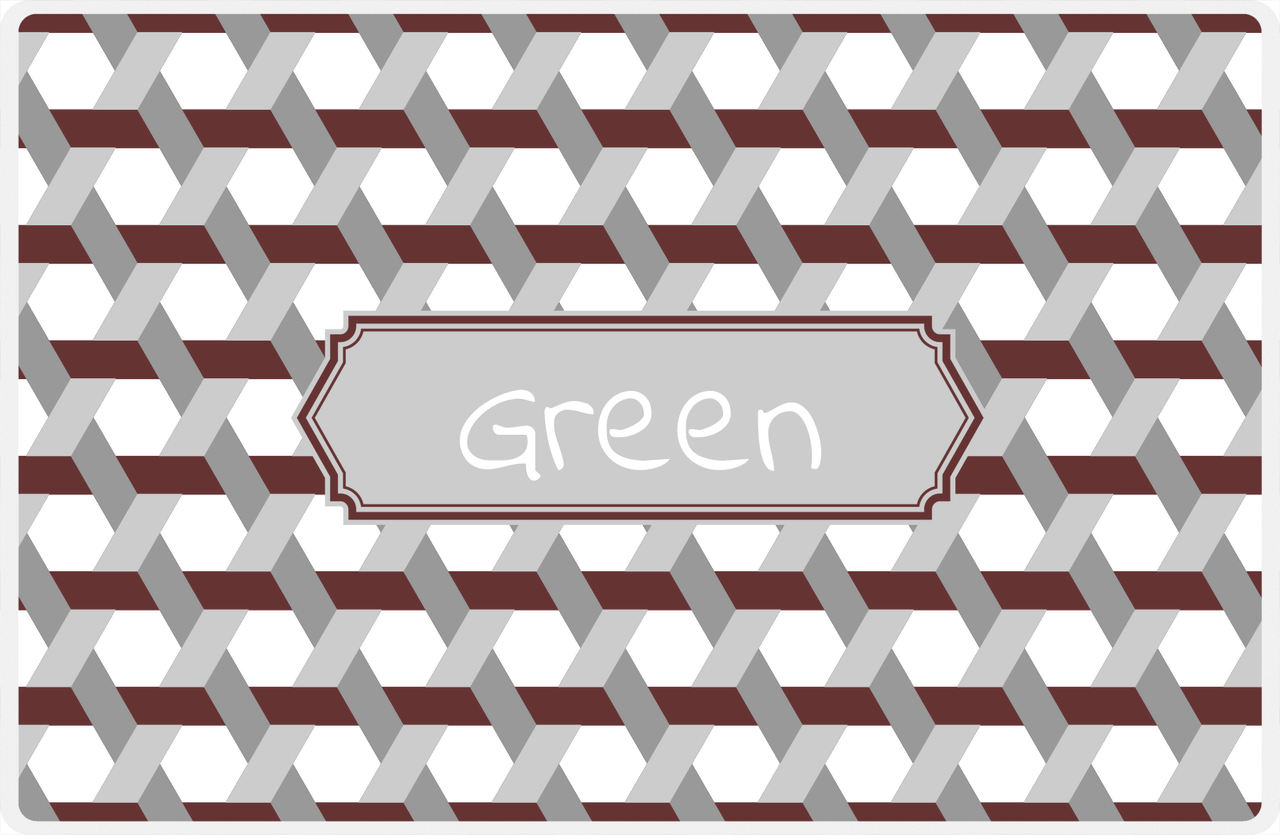 Personalized Trellis II Placemat - Brown and White - Light Grey Decorative Rectangle Frame -  View