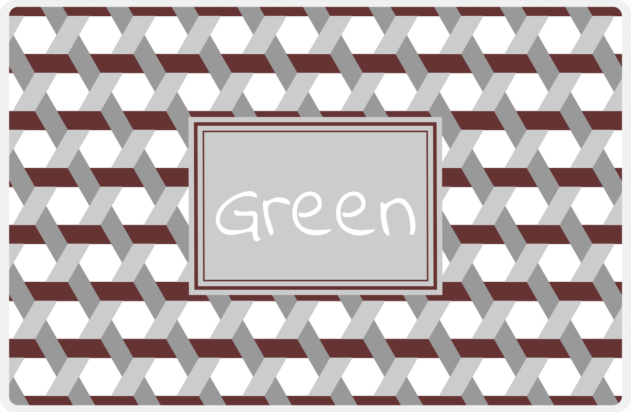 Personalized Trellis II Placemat - Brown and White - Light Grey Rectangle Frame -  View