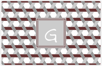 Thumbnail for Personalized Trellis II Placemat - Brown and White - Light Grey Square Frame -  View