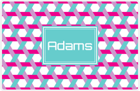 Thumbnail for Personalized Trellis II Placemat - Hot Pink and White - Viking Blue Rectangle Frame -  View