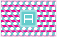 Thumbnail for Personalized Trellis II Placemat - Hot Pink and White - Viking Blue Square Frame -  View
