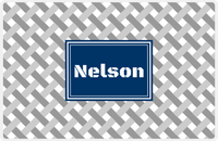 Thumbnail for Personalized Trellis III Placemat - Light Grey and White - Navy Rectangle Frame -  View