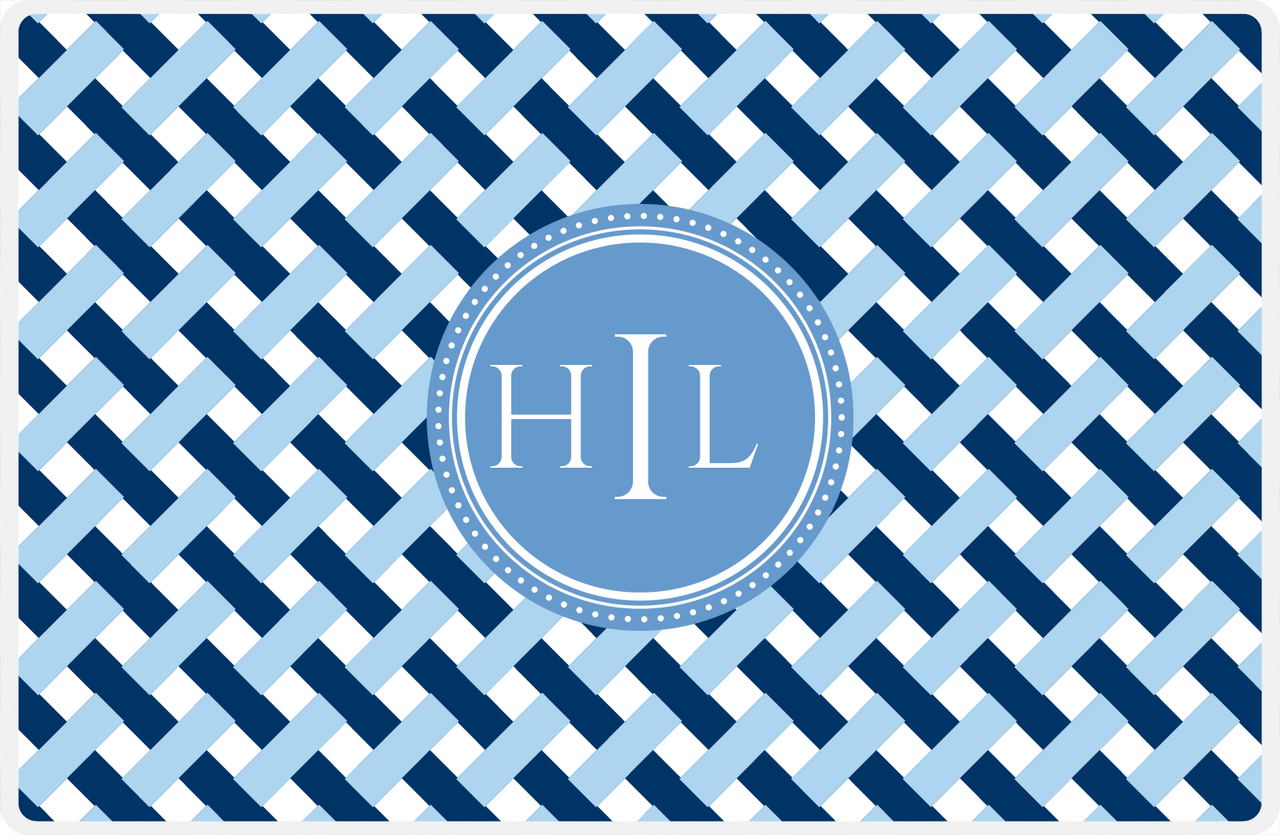 Personalized Trellis III Placemat - Navy and Light Blue - Glacier Circle Frame -  View