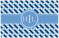 Thumbnail for Personalized Trellis III Placemat - Navy and Light Blue - Glacier Circle Frame with Ribbon -  View