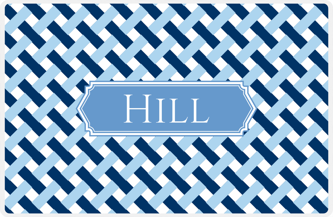 Personalized Trellis III Placemat - Navy and Light Blue - Glacier Decorative Rectangle Frame -  View