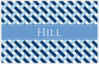 Thumbnail for Personalized Trellis III Placemat - Navy and Light Blue - Glacier Ribbon Frame -  View