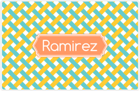 Thumbnail for Personalized Trellis III Placemat - Viking Blue and Mustard - Tangerine Decorative Rectangle Frame -  View