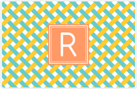 Thumbnail for Personalized Trellis III Placemat - Viking Blue and Mustard - Tangerine Square Frame -  View